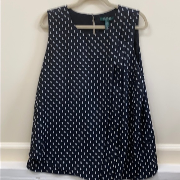 Ralph Lauren women’s size 16 polkadot pleated sleeveless top - Picture 1 of 5